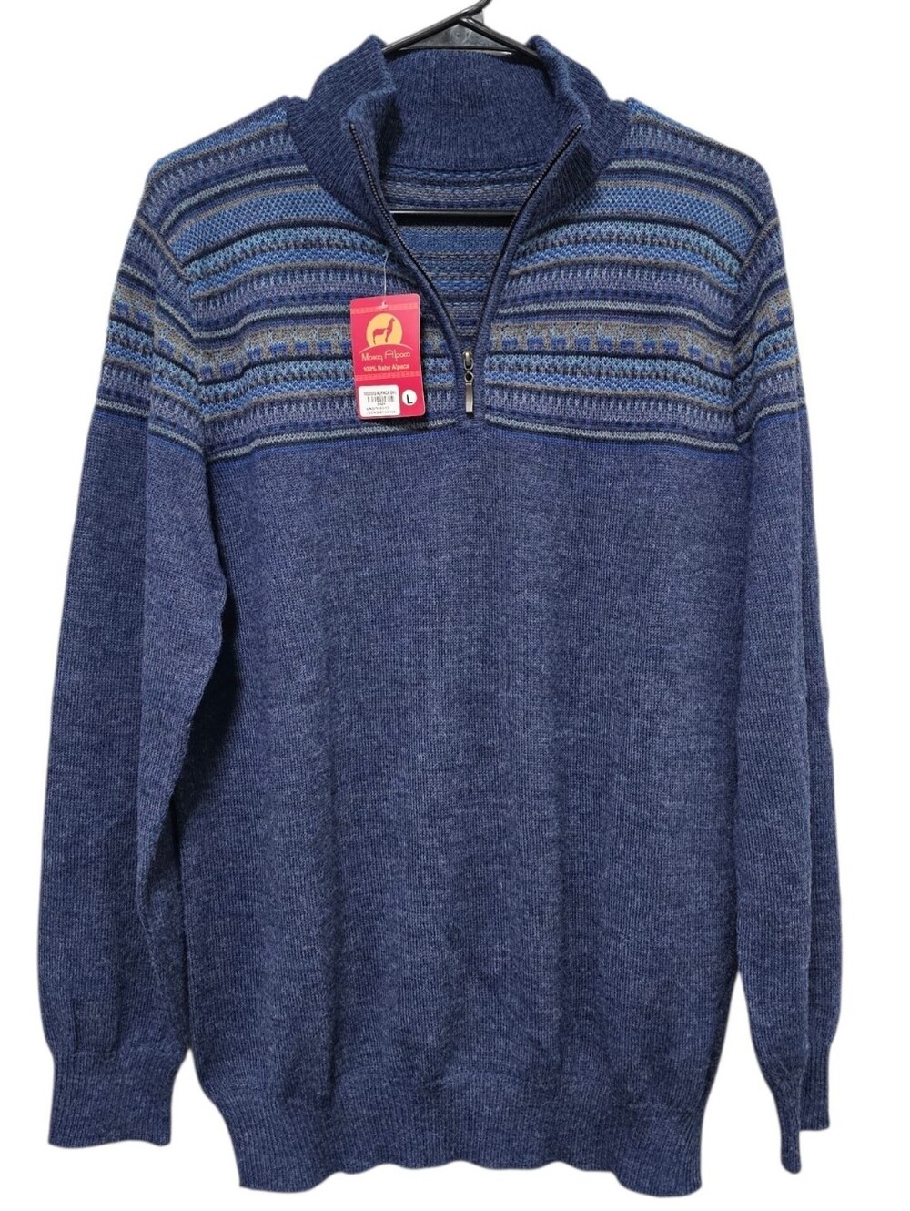 Alpaca 100% Cusco Peru Baby Alpaca Wool Half Zip Pullover Sweater Size L